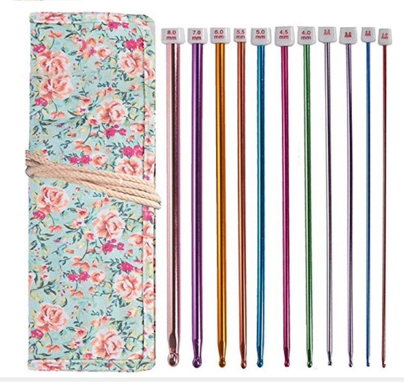 MosBug Tunisian Crochet Hooks Set Afghan Crochet Hooks Aluminum Needles Tools for Beginners+ Burable Cloth Case 11-Pack - Image 1